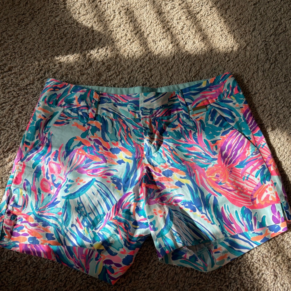 Lilly Pulitzer The Callan Short 5" Inseam Serene Blue Seas Womens Size 2